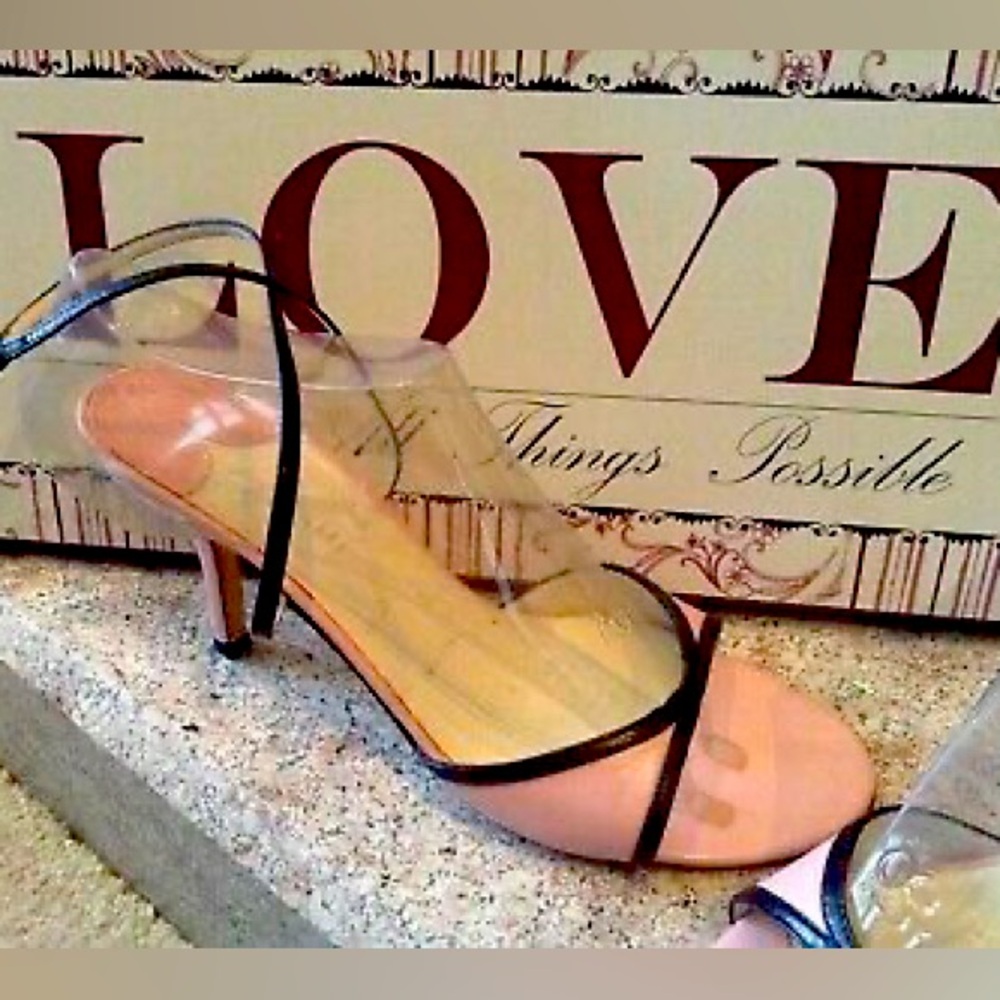 AMALFI Italy VINTAGE Pink Black Ankle Strap Sandals